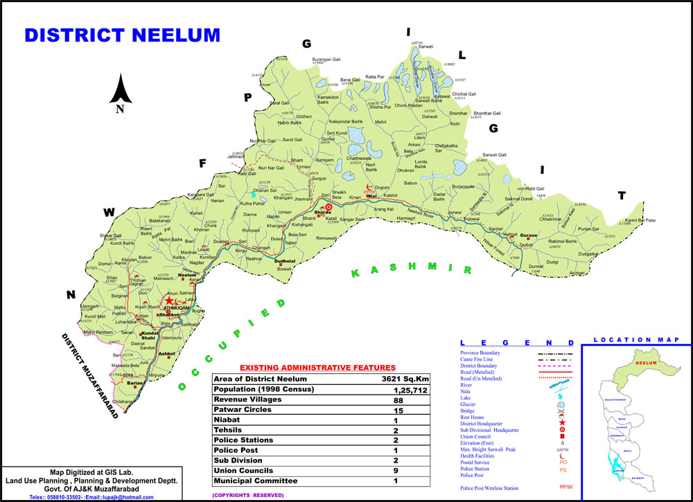 kashmir tourist map distance